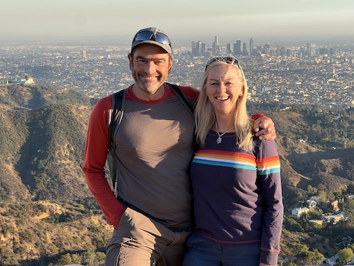 David and Sharon Schindler with Los Angeles in the background