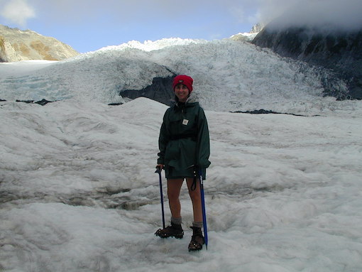Sharon hiking on the Franz Josef Glacier in New Zealand