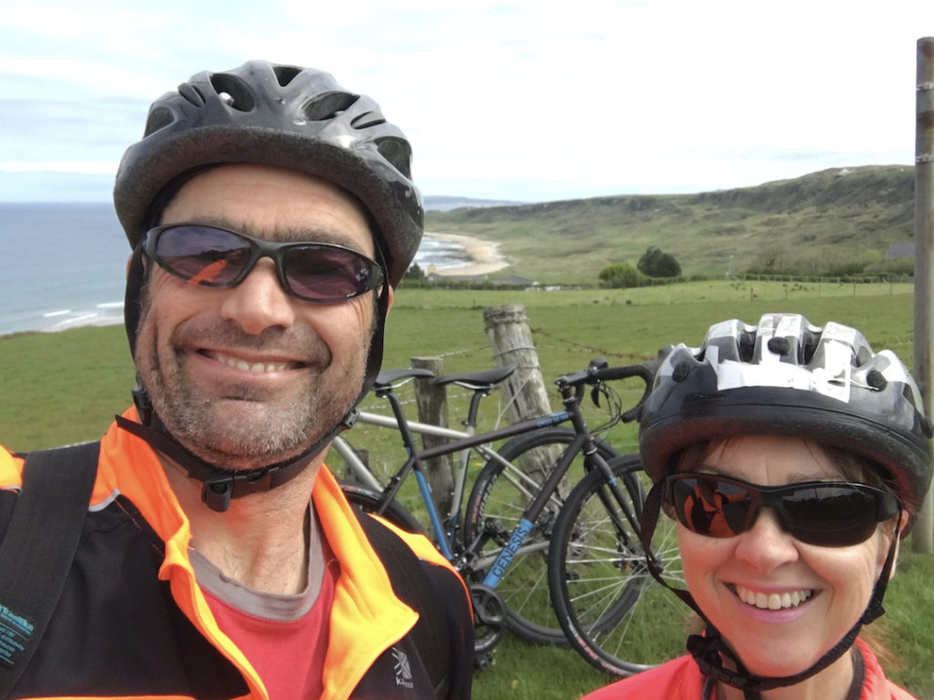 David and Sharon Schindler with their Croix De Fer touring bikes at Whitepark Bay