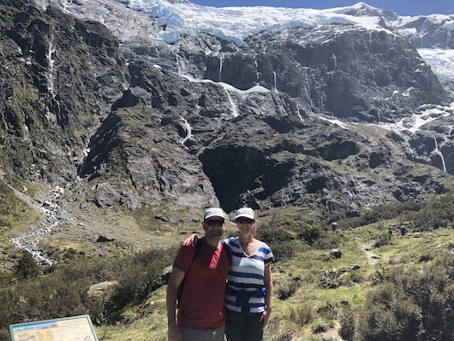 David and Sharon Schindler at Rob Roy Glacier, Mount Aspiring National Park, New Zealand