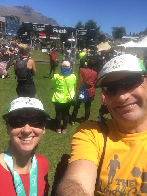 Sharon and David Schindler at the Queenstown Marathon finish line.