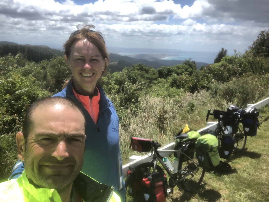 At the viewpoint overlooking Gisborne and Poverty Bay