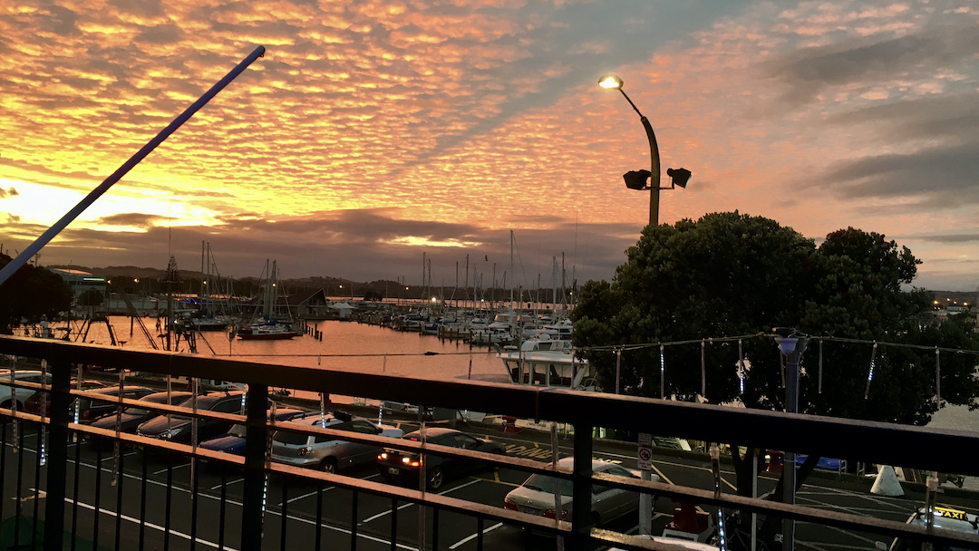 Sunset from the Thirsty Whale Bar in Napier