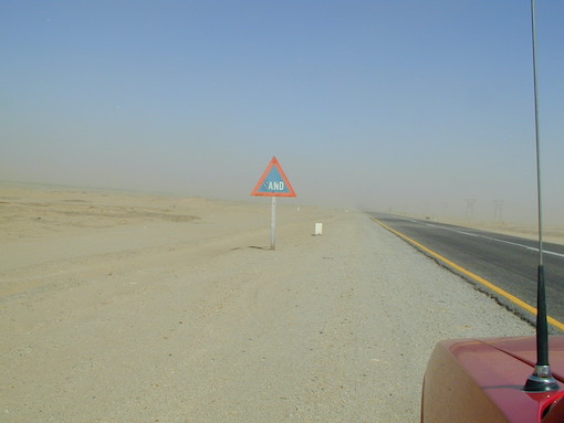 Following the dusty road in Namibia