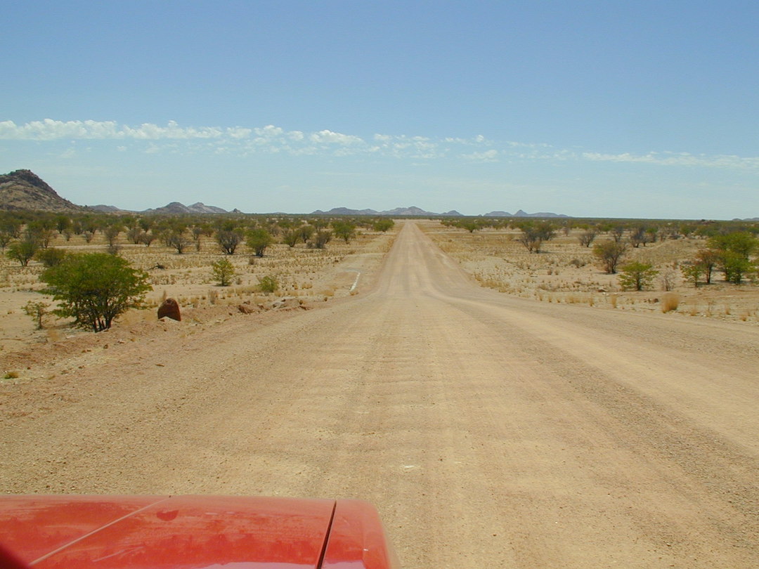 Following the dusty road in Damaraland Namibia